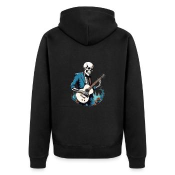 Skelett mit Gitarre - Unisex Premium Bio Zip Hoodie - Schwarz - Hinten - Nico (187cm)