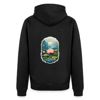 fleur de lotus - Veste à capuche bio Premium Unisexe - noir - Dos - Nico (187cm)