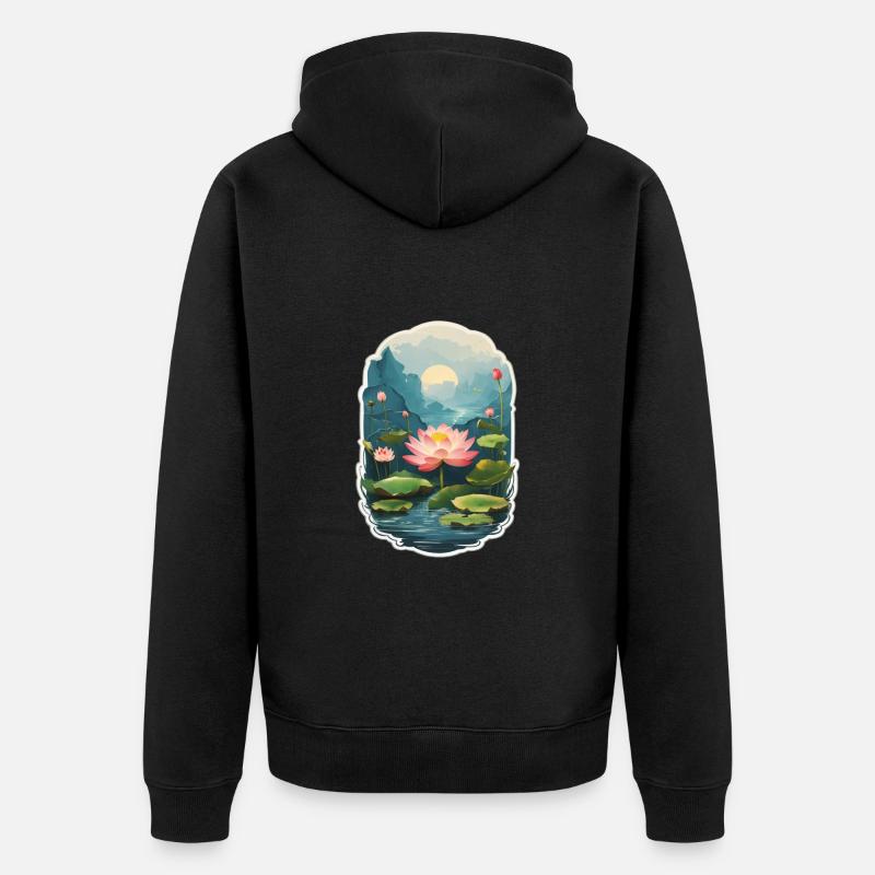 fleur de lotus - Veste à capuche bio Premium Unisexe - noir