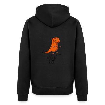 Dino komm zurück - Unisex Premium Bio Zip Hoodie - Schwarz - Hinten - Nico (187cm)