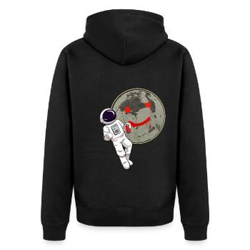 Astronaut Moon Graffiti Sprayer - Unisex Premium Organic Zip Hoodie - black - Back - Nico (187cm)