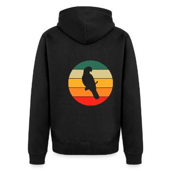 Bird Lovers Pet Gift Retro Parrot - Unisex Premium Organic Zip Hoodie - black - Back - Nico (187cm)