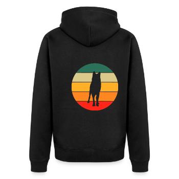 Wald Tierliebhaber Tierfreund Geschenk Retro Wolf - Unisex Premium Bio Zip Hoodie - Schwarz - Hinten - Nico (187cm)