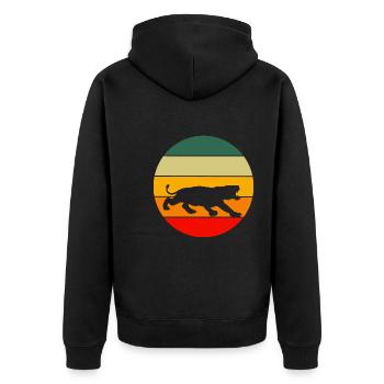 Animal Lovers Asia Predator Gift Retro Tiger - Unisex Premium Organic Zip Hoodie - black - Back - Nico (187cm)
