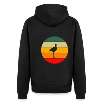 Exotisches Tier Vogel Geschenk Retro Flamingo - Unisex Premium Bio Zip Hoodie - Schwarz - Hinten - Nico (187cm)