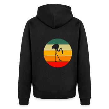 Tropischer Vogel Tier Geschenk Retro Flamingo - Unisex Premium Bio Zip Hoodie - Schwarz - Hinten - Nico (187cm)