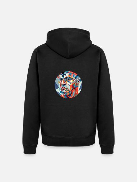 Geometrischer Mosaik Kopf - Unisex Premium Bio Zip Hoodie - Schwarz