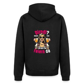Dirndl Brauch I Ned I Bin Nur Zum Feiern Da Bier - Unisex Premium Bio Zip Hoodie - Schwarz - Hinten - Nico (187cm)