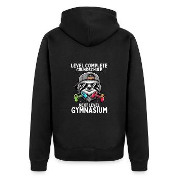 Level Complete Next Level Gymnasium Faultier - Unisex Premium Bio Zip Hoodie - Schwarz - Hinten - Nico (187cm)