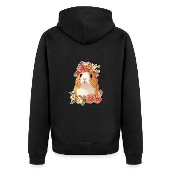 Guinea pig with flowers - Unisex Premium Organic Zip Hoodie - black - Back - Nico (187cm)