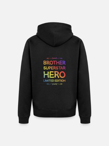 Bester Bruder Held Spruch - Unisex Premium Bio Zip Hoodie - Schwarz