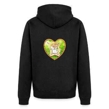 Herz-Barfuß-Zwillingsgeschwister - Unisex Premium Bio Zip Hoodie - Schwarz - Hinten - Nico (187cm)