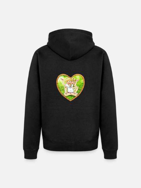 Herz-Barfuß-Zwillingsgeschwister - Unisex Premium Bio Zip Hoodie - Schwarz