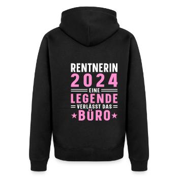 Rentnerin 2024 Ruhestand Pension Rente 2024 - Unisex Premium Bio Zip Hoodie - Schwarz - Hinten - Nico (187cm)