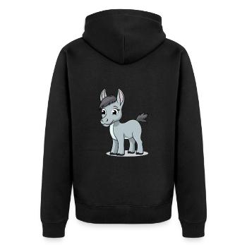 Niedlicher Esel für Kinder für Kinder - Unisex Premium Bio Zip Hoodie - Schwarz - Hinten - Nico (187cm)