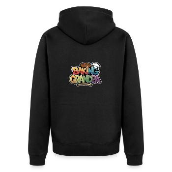 Here comes the baking grandpa funny baker's saying - Unisex Premium Organic Zip Hoodie - black - Back - Nico (187cm)