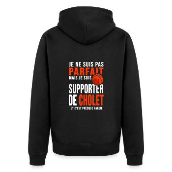 basketball supporter club basket ball cholet - Veste à capuche bio Premium Unisexe - noir - Dos - Nico (187cm)