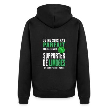 basketball supporter club basket ball limoges - Veste à capuche bio Premium Unisexe - noir - Dos - Nico (187cm)