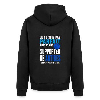 basketball supporter club basket ball Antibes - Veste à capuche bio Premium Unisexe - noir - Dos - Nico (187cm)
