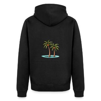 Palmen Insel Urlaub - Unisex Premium Bio Zip Hoodie - Schwarz - Hinten - Nico (187cm)