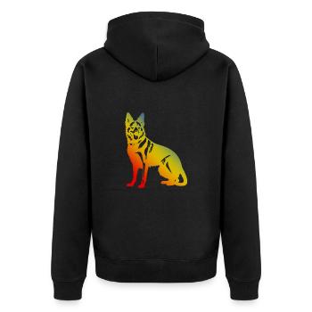German Shepherd Hund Bunt - Unisex Premium Bio Zip Hoodie - Schwarz - Hinten - Nico (187cm)