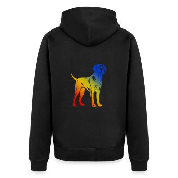 Labrador Hund Bunt - Unisex Premium Bio Zip Hoodie - Schwarz - Hinten - Nico (187cm)