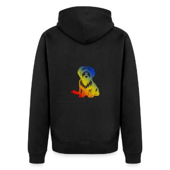 Havanese Hund - Unisex Premium Bio Zip Hoodie - Schwarz - Hinten - Nico (187cm)