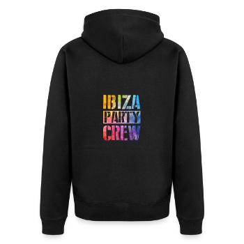 Ibiza Party Crew - Unisex Premium Bio Zip Hoodie - Schwarz - Hinten - Nico (187cm)