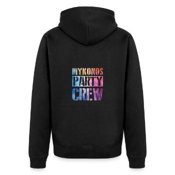Mykonos Party Crew - Unisex Premium Bio Zip Hoodie - Schwarz - Hinten - Nico (187cm)