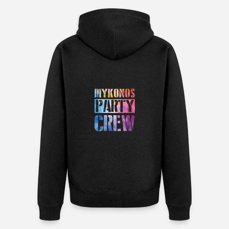 Mykonos Party Crew - Unisex Premium Bio Zip Hoodie - Schwarz