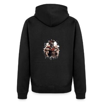Spartan Muscles Gladiator Gym - Unisex Premium Organic Zip Hoodie - black - Back - Nico (187cm)