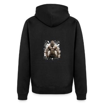 Wikinger Fitness Mann Muskeln Bodybuilding - Unisex Premium Bio Zip Hoodie - Schwarz - Hinten - Nico (187cm)