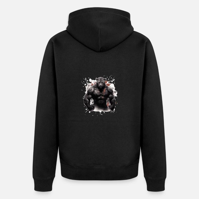 Muscle léopard Bodybuilding Beast - Veste à capuche bio Premium Unisexe - noir