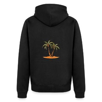 Palmen Insel Urlaub - Unisex Premium Bio Zip Hoodie - Schwarz - Hinten - Nico (187cm)