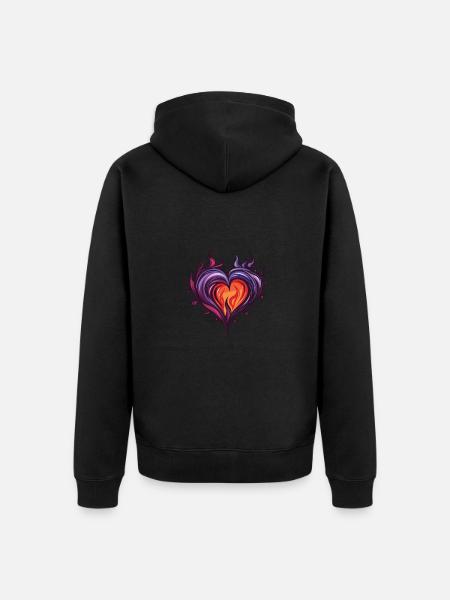 Heart Flame Fire Love - Unisex Premium Organic Zip Hoodie - black