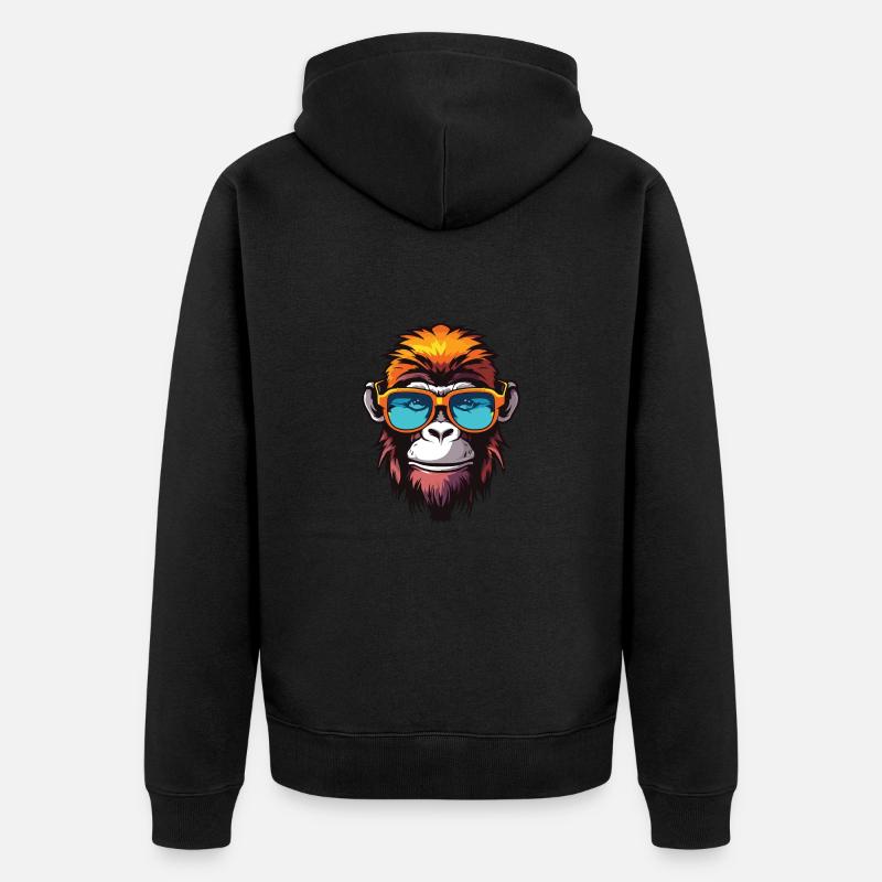 Monkey Hipster Cool Party - Veste à capuche bio Premium Unisexe - noir