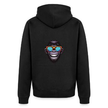 Monkey Hipster Cool Party - Unisex Premium Organic Zip Hoodie - black - Back - Nico (187cm)