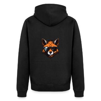 Fuchs Hipster Cool Party - Unisex Premium Bio Zip Hoodie - Schwarz - Hinten - Nico (187cm)