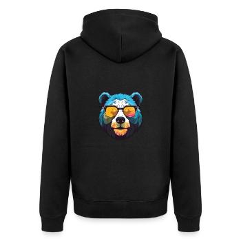 Polar Bear Hipster Cool Party Polar Bear - Unisex Premium Organic Zip Hoodie - black - Back - Nico (187cm)