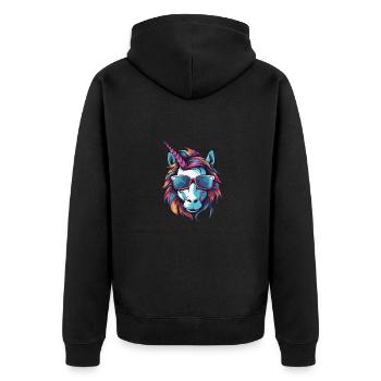 Unicorn Head - Unisex Premium Organic Zip Hoodie - black - Back - Nico (187cm)