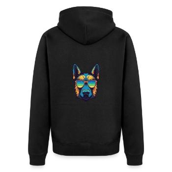German Shepherd Dog Hipster Cool Party - Unisex Premium Organic Zip Hoodie - black - Back - Nico (187cm)