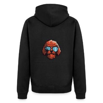 Pudel Hund Hipster Cool Party - Unisex Premium Bio Zip Hoodie - Schwarz - Hinten - Nico (187cm)