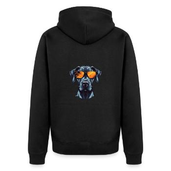 Great Dane Hund Hipster Cool Party - Unisex Premium Bio Zip Hoodie - Schwarz - Hinten - Nico (187cm)