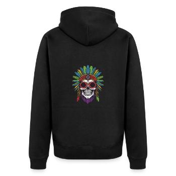 Crâne Apache Indien - Veste à capuche bio Premium Unisexe - noir - Dos - Nico (187cm)