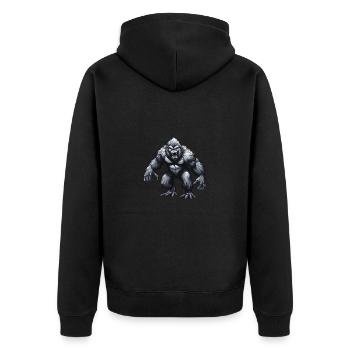 Gorilla - Unisex Premium Bio Zip Hoodie - Schwarz - Hinten - Nico (187cm)