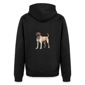 Mastiff Hund Tier - Unisex Premium Bio Zip Hoodie - Schwarz - Hinten - Nico (187cm)