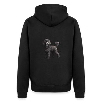 Pudel Hund Tier - Unisex Premium Bio Zip Hoodie - Schwarz - Hinten - Nico (187cm)