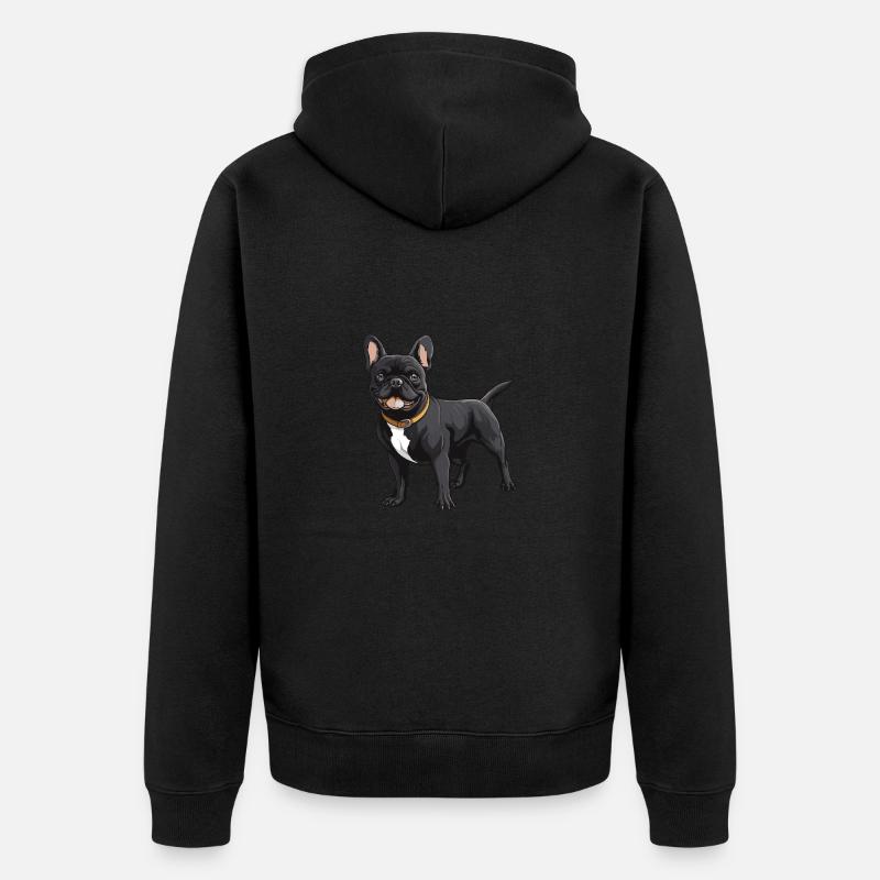 Bouledogue français Chien Animal - Veste à capuche bio Premium Unisexe - noir