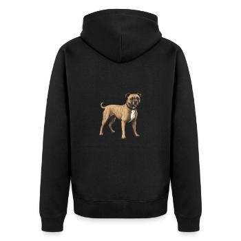 Staffordshire Bull Terrier Hund Tier - Unisex Premium Bio Zip Hoodie - Schwarz - Hinten - Nico (187cm)