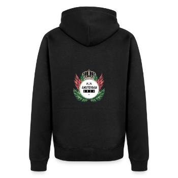 Amsterdam 2024 Team - Unisex Premium Bio Zip Hoodie - Schwarz - Hinten - Nico (187cm)